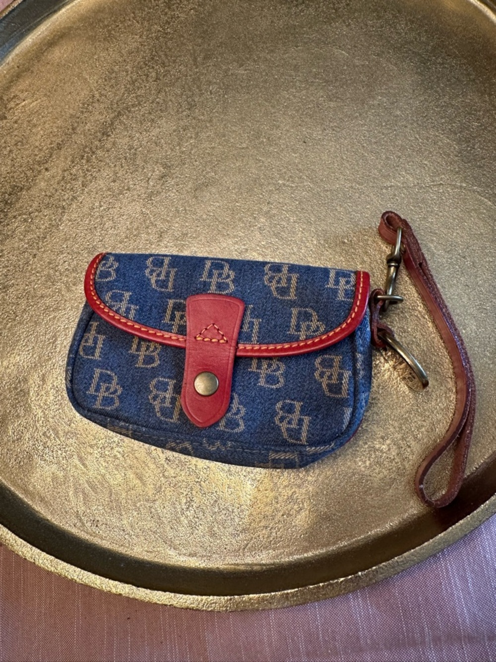 Dooney & Bourke Vintage Y2K Red blue denim pouch duck wristlet EUC